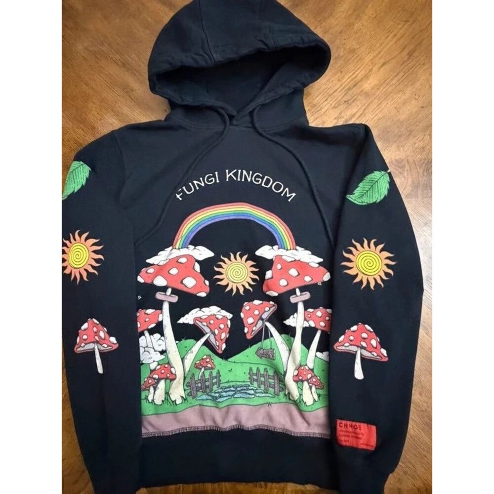 CHNGE Fungi Kingdom Mushroom Hoodie S Organic Cotton Fairycore Whimsygoth